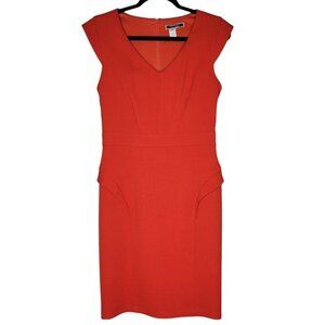 NIKIBIKI Sheath Dress M Orange V Neck Stretch Career Office Professional Texture